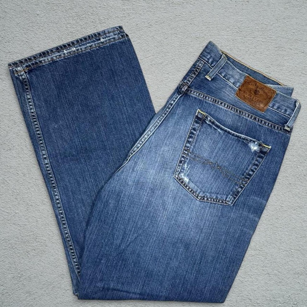 Lucky Brand 181 Mens Faded Blue Y2K Bootcut Dungarees Jeans 36x30